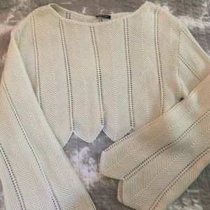 Cropped white sweater
